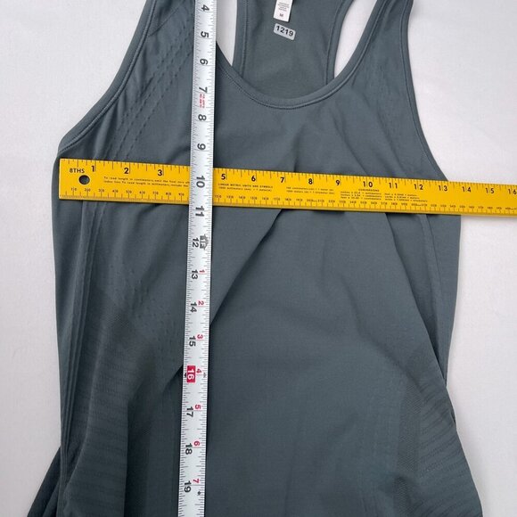 Athleta Scoop Neck Racerback Tank Top Yoga Workout Gym Ruched Side Gray Womens M - Picture 7 of 10